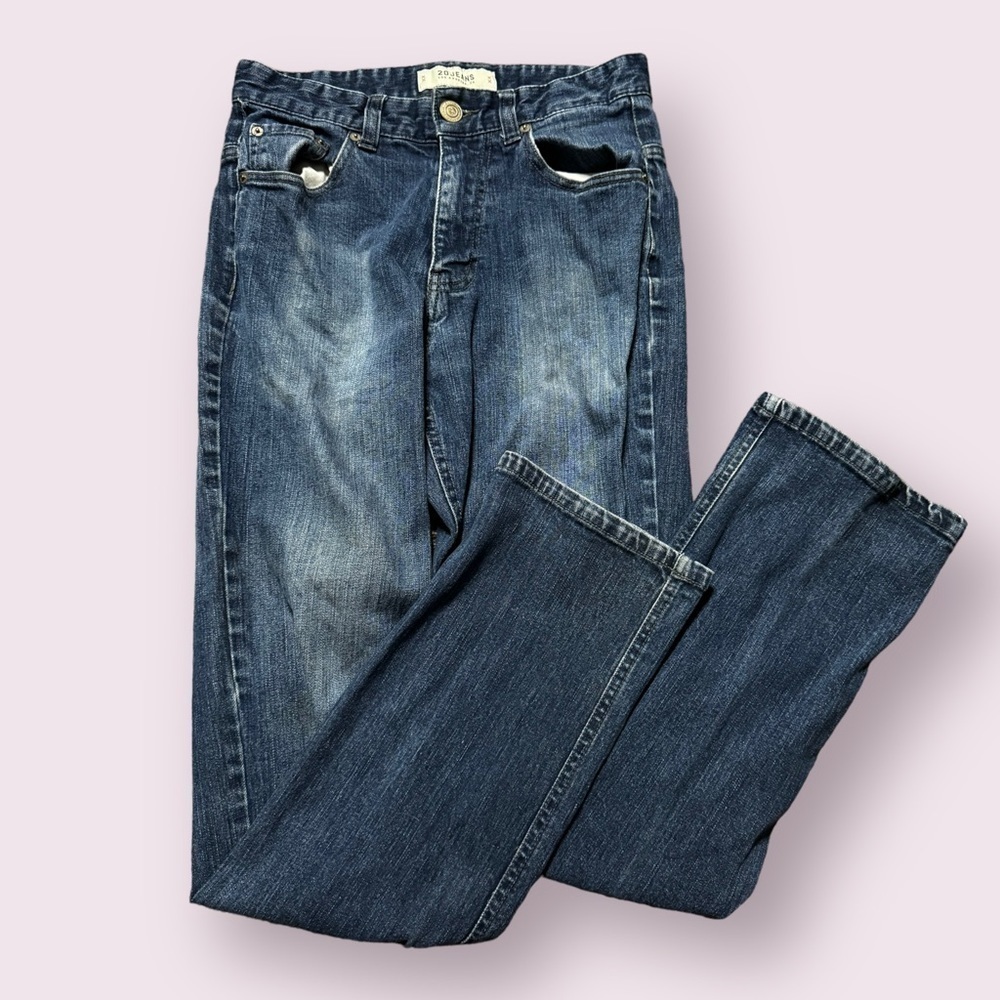 Mens Straight Leg Blue Denim Jeans Size 30 Mid Wash
